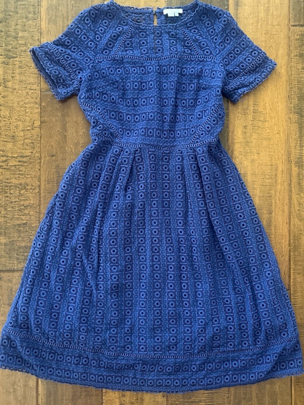 Boden Althea cnavy imperial blue lace short sleeved fit and flar dress Sz. 14
